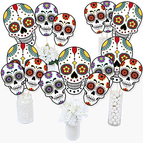 Big Dot Of Happiness Day Of The Dead - Halloween Sugar Skull Party Centerpiece Sticks - Table Toppers - Set Of 15 #TOP7
