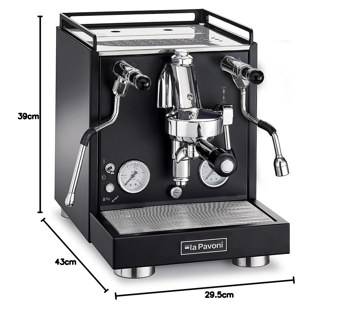 La Pavoni New Cellini Evolution, Macchina Caffè Espresso Semi-Professionale LPSCVB01EU, Caldaia Singola con Scambiatore Calore, con Valvole a Leva, Lancia Vapore e Acqua Calda, 1520 W, Acciaio Nero