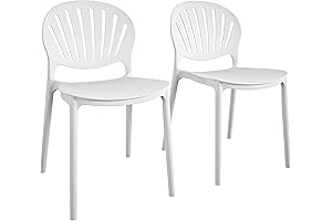 COSCO 2-Pack White Plastic Chairs for Outdoor and Indoor Use