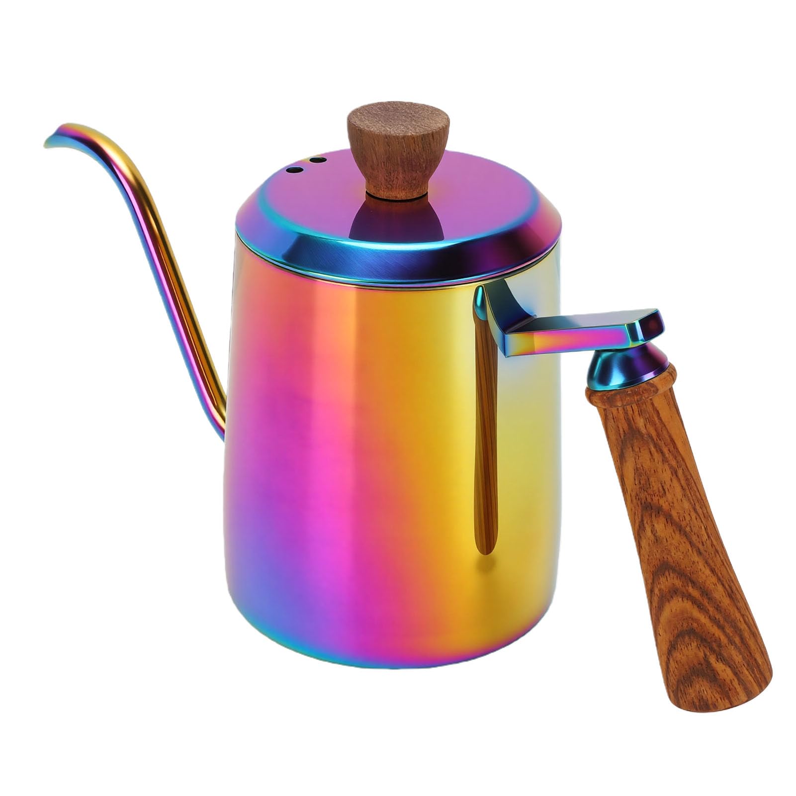 Bollitore per caffè Versato, Acciaio Inossidabile con Manico in Legno, capacità di 600 Ml per la Casa e l'esterno