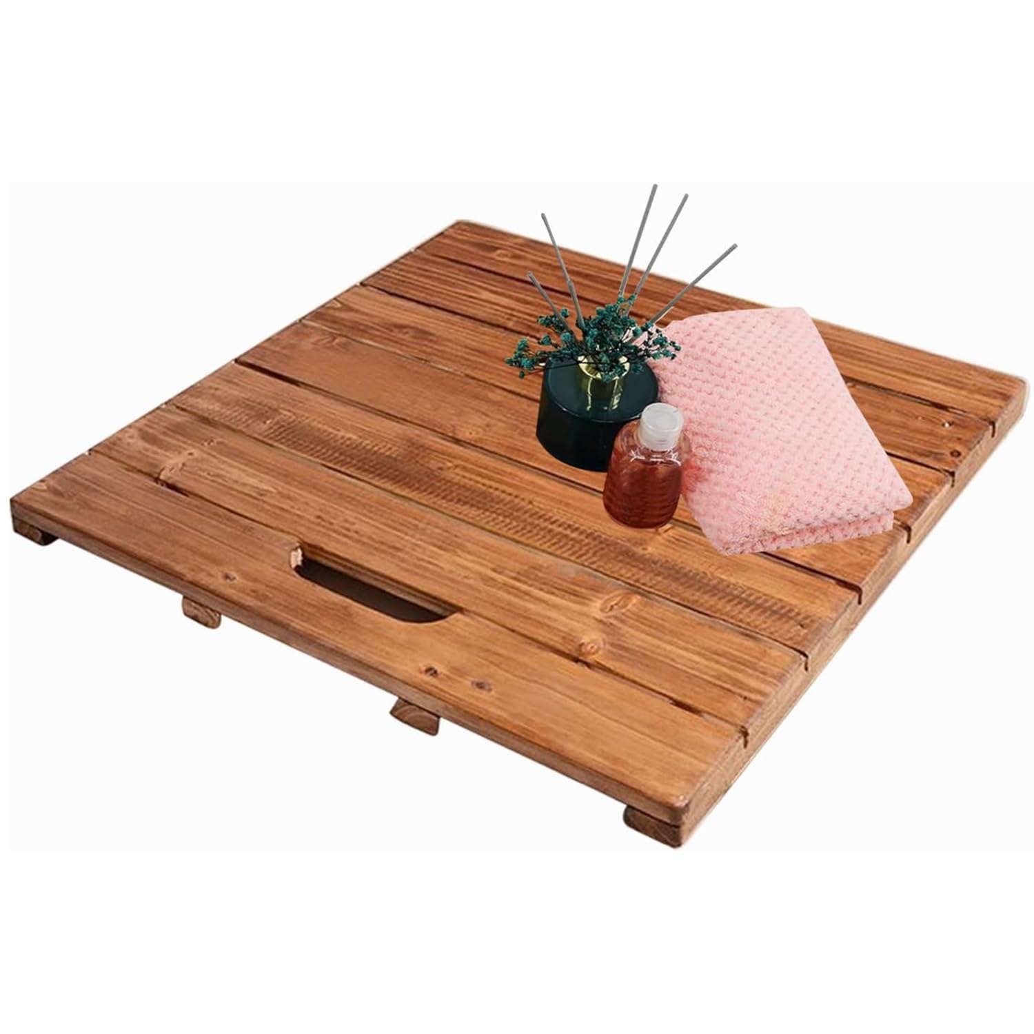 Tapis de bain antidérapant bois grand format pour douche et piscine