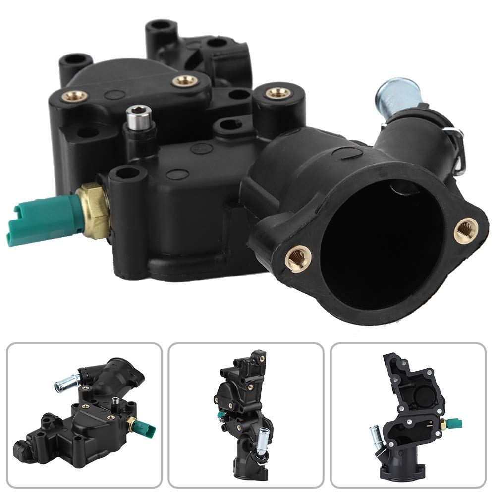 Qii lu termostato, alloggiamento termostato in plastica + metallo con sensore liquido di raffreddamento nero 9654775080 per C2 C3