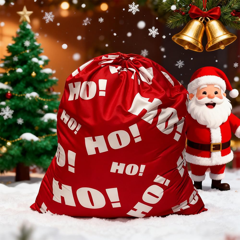Home-X Bolsa de Papá Noel con diseño impreso HO HO HO