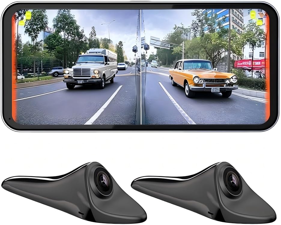 6.25inch CAR Side View Blind Area System,Left and Right Blind spot Camera Driving Recorder BSD Warning Monitoring(Camera Monitor System) (6.25" Black)