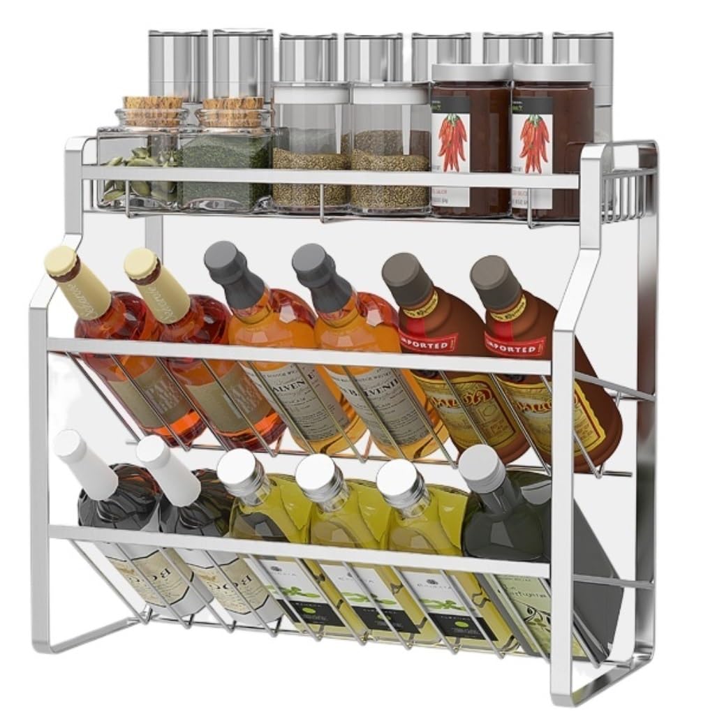 HADECOLL Spice Rack Metal 3-Tier Spice Rack Shelf For Kitchen Cabinets Corner Storage Shelves Seasoning Bottle Holder Kitchen Organiser