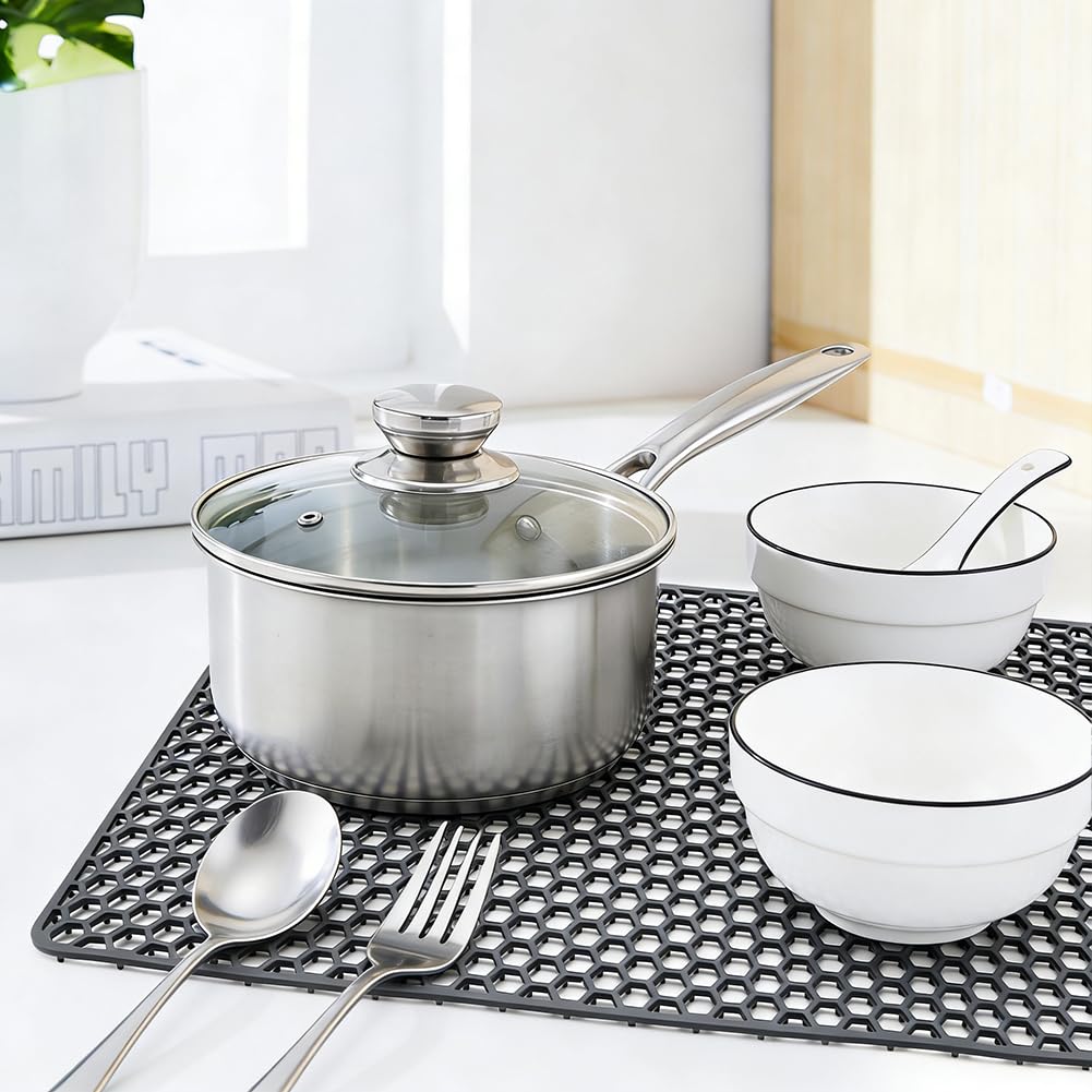 Tappetino per lavello, in silicone, 72 x 40 cm, antiscivolo, per scolapiatti da cucina, tappetino protettivo per lavello