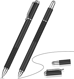 Stylus Pens for Touch Screens - MEKO 3-in-1 High Sensitivity (Disc, Fiber, and Ink) Stylus Pen for iPad iPhone Android Samsung Phone Tablets All Capacitive Touch Screens-2 Pack (Black/Black)