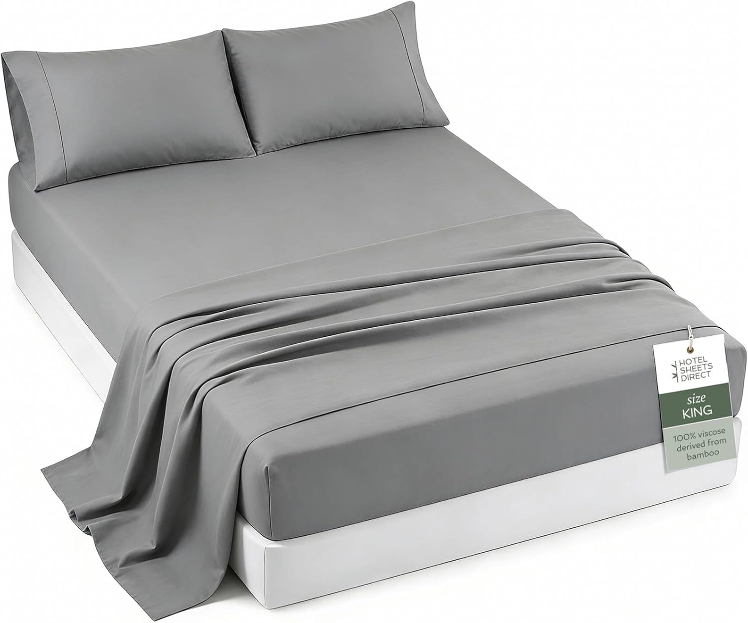 Queen King Bed Sheet Sets 4PCS, Comfy Breathable & Cooling, Full/Queen/Split King, Ultra Soft Hotel Luxury Bedding Set with Deep Pockets - 1 Flat, 1 Fitted Sheet, 2 Pillowcases (Dark Grey, Split King)