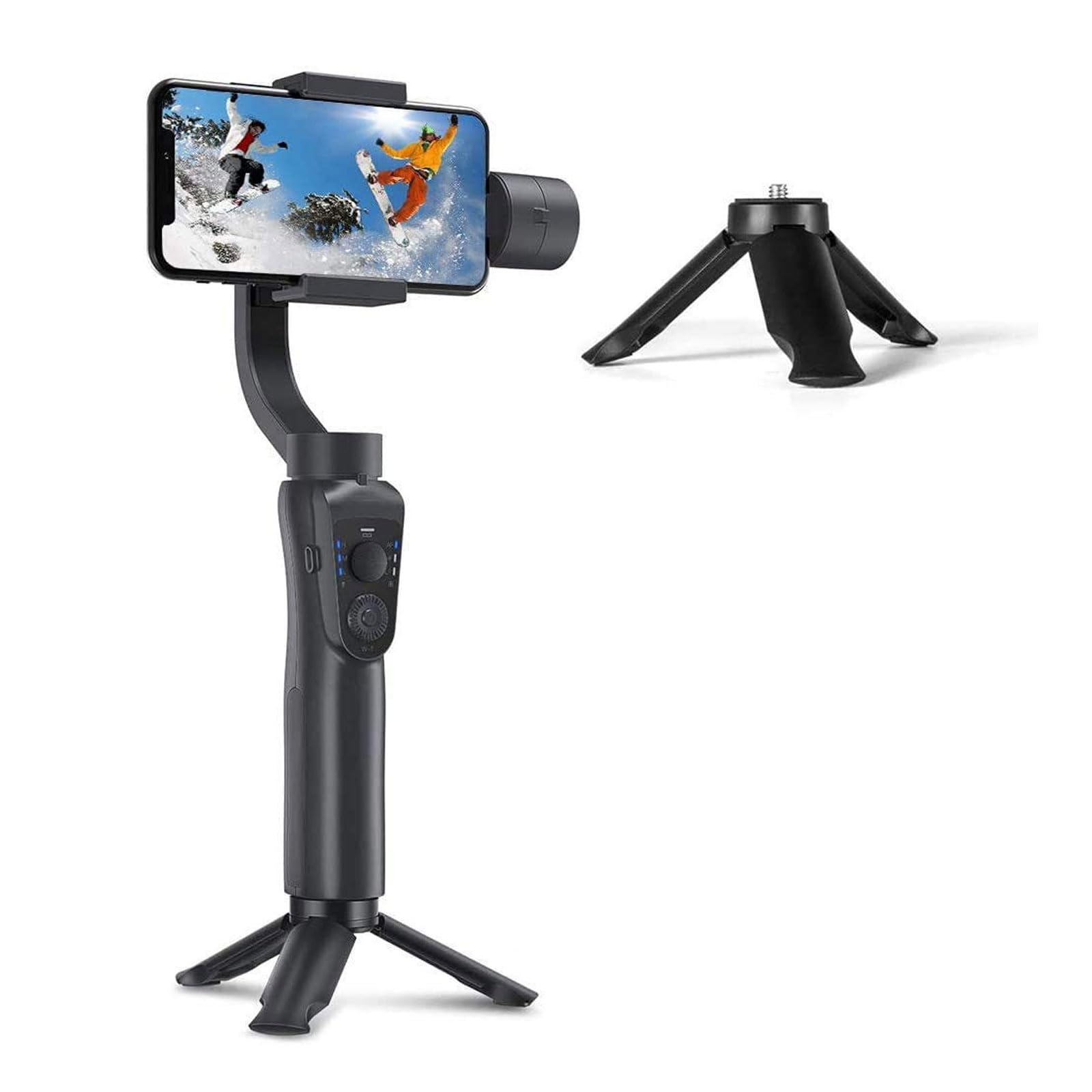 Estabilizador de cardán para smartphones, cardán móvil de 3 ejes para smartphones, estabilizador móvil para seguimiento de rostros/objetos para grabación de video, kit de vlogging, palo selfie cardán