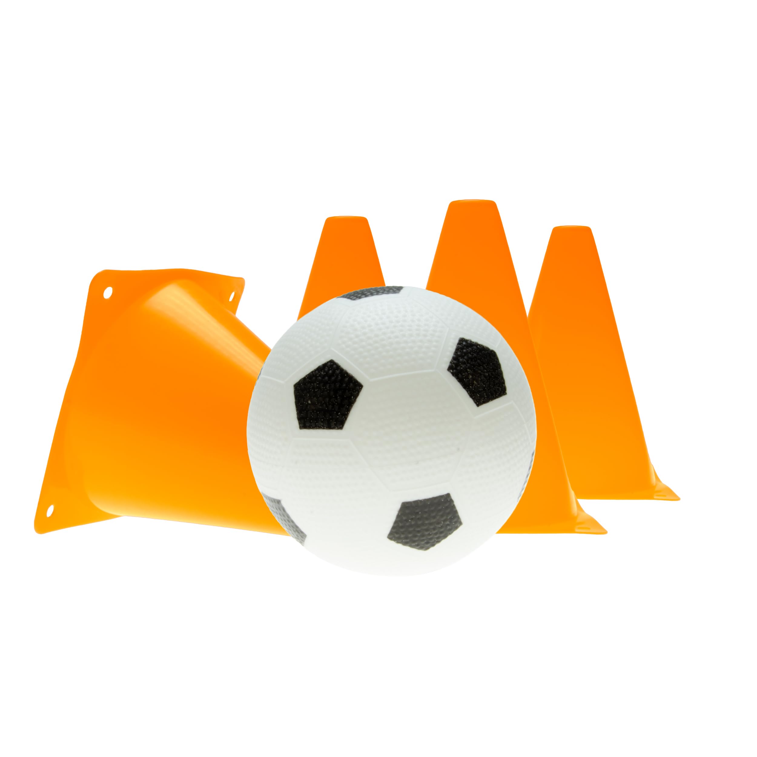 Activo Kids Soccer Ball and Cones Set Outdoor Football Training Toy for Children Lightweight Inflatable Ball with 4 Bright Cones for Garden Park Holiday Active Play Ages 3+