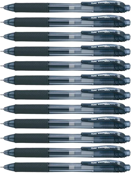 Pentel BLN105A EnerGel-X Retractable Roller Gel Pen, .5mm, Black Barrel/Ink, Dozen