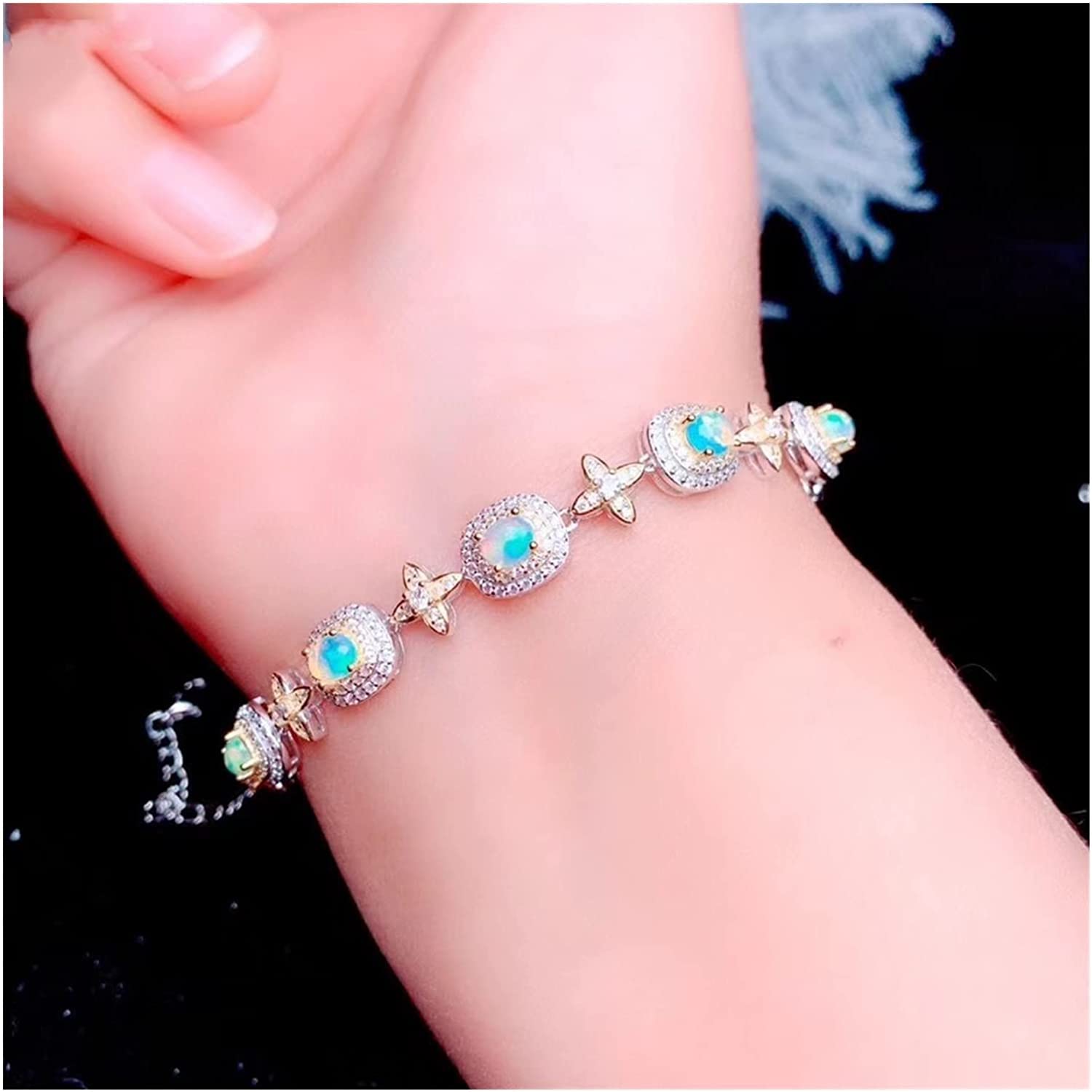 Bracelet en opale naturelle bijoux en argent 925 véritable