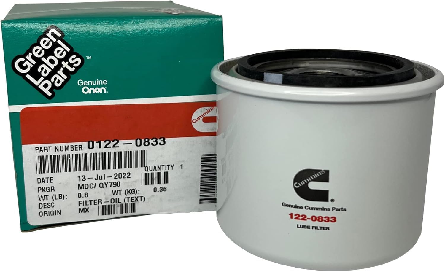 CUMMINS NW Cummins 1220833 Onan Quiet Diesel Oil Filter
