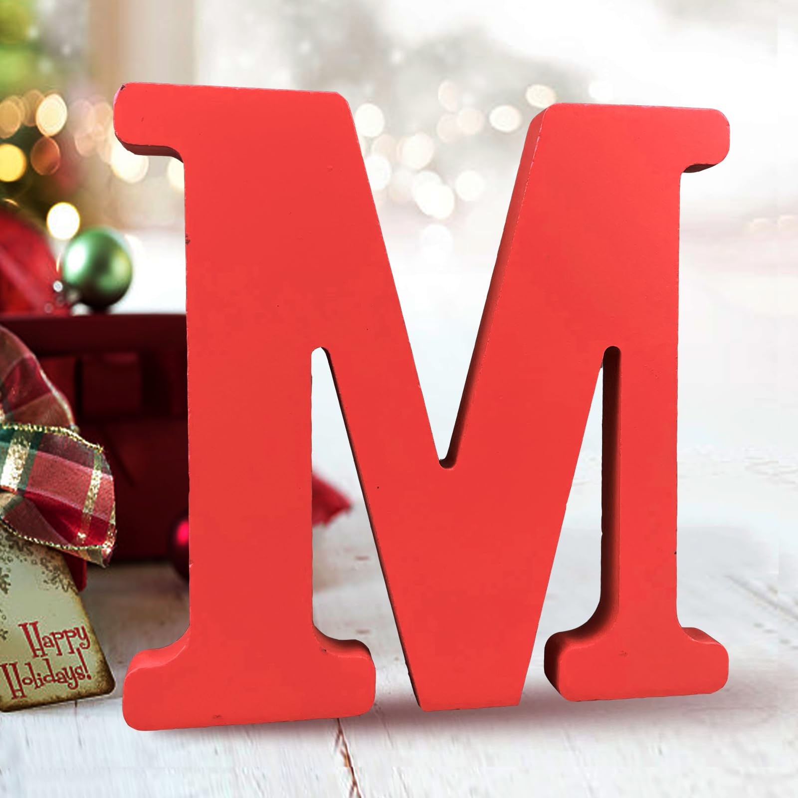 AOCEAN 6 Inch Red Wood Letters Unfinished Wood Letters for Wall Decor Decorative Standing Letters Slices Sign Board Decoration for Craft Home Party