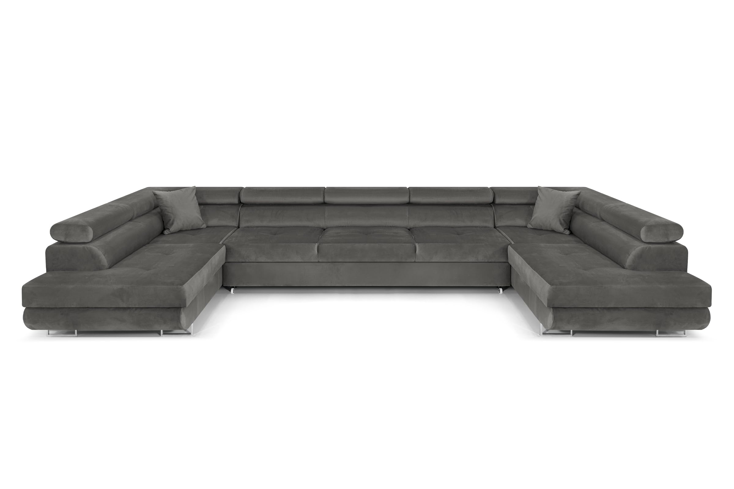 Ecksofa mit Schlaffunktion Big PASTI U-Form, Sofa Couch mit Bettkasten, 3-Sitzer Eckcouch, Schlafsofa für Wohnzimmer, Big Sofa Couch mit Schlaffunktion (Dunkelgrau)