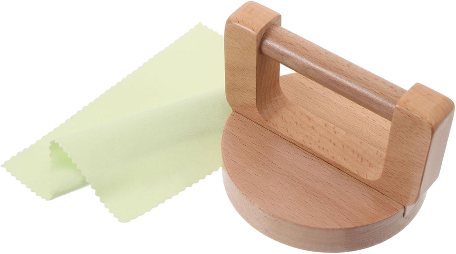 NUSITOU Wooden Block Printing Baren with Handle and Wipe – Beech Wood Handheld Stamp Press Plate for Linocut Printmaking Accessories, Non-Slip Burnishing Tool for Beginner and Artist Use
