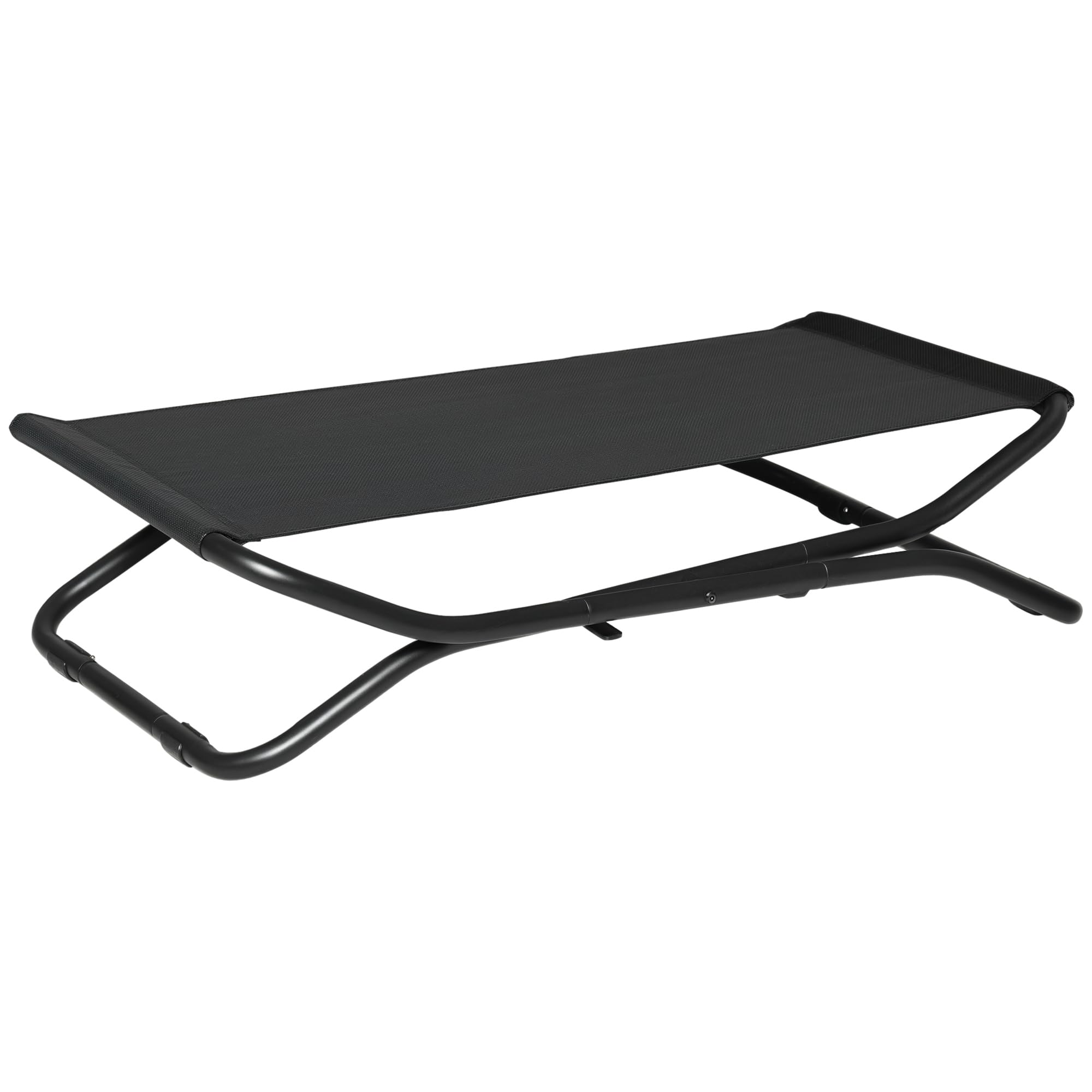 PawHut Cama Elevada Plegable Cama para Mascotas Pequeños Medianos de Malla Transpirable Acero 92x56,5x19,5 cm Negro