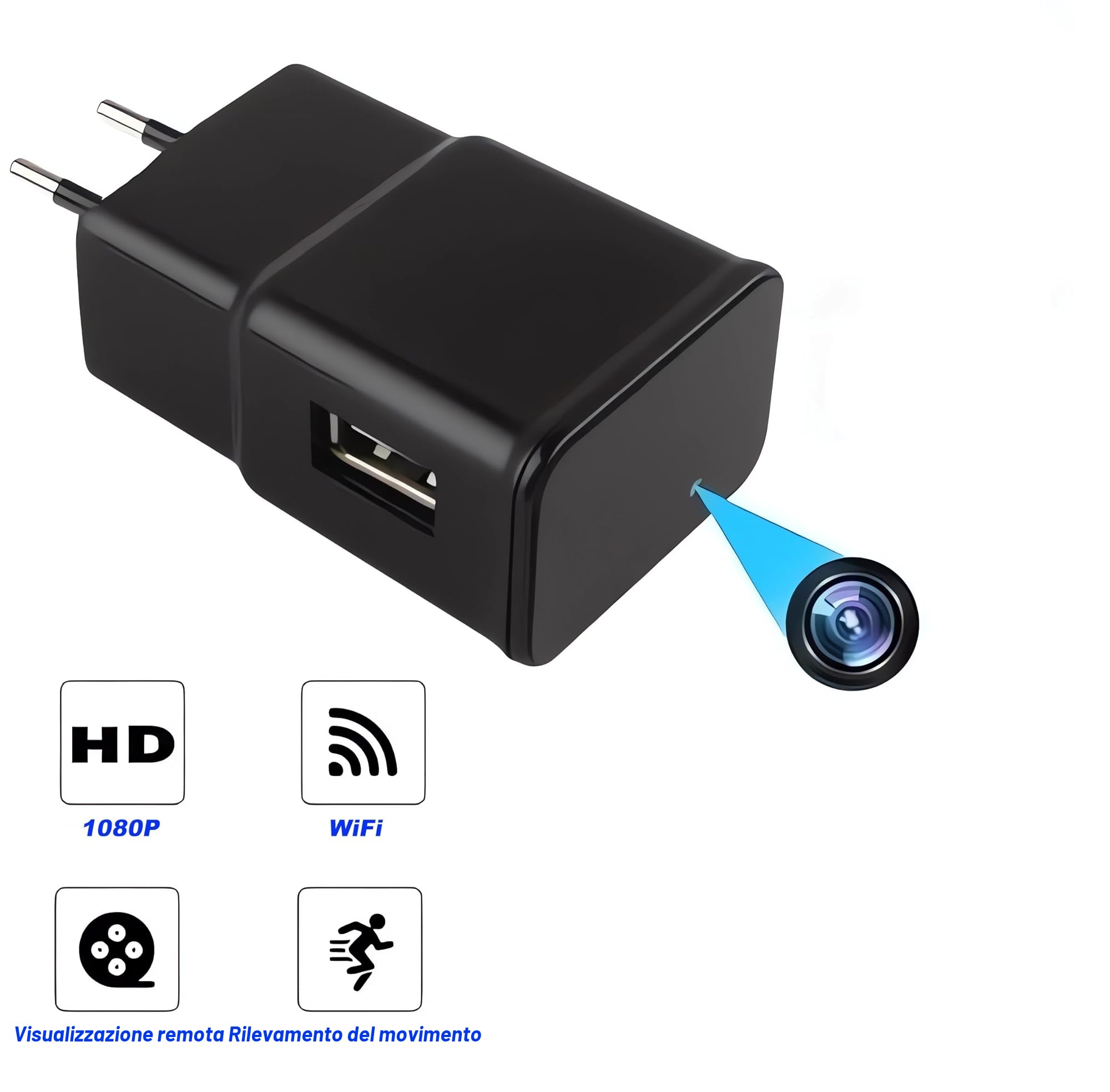 SHMIZZ Telecamera Spia WiFi 1080P, HD Mini Cámara Vigilancia Espía Oculta en Cargador USB con Detección de Movimiento