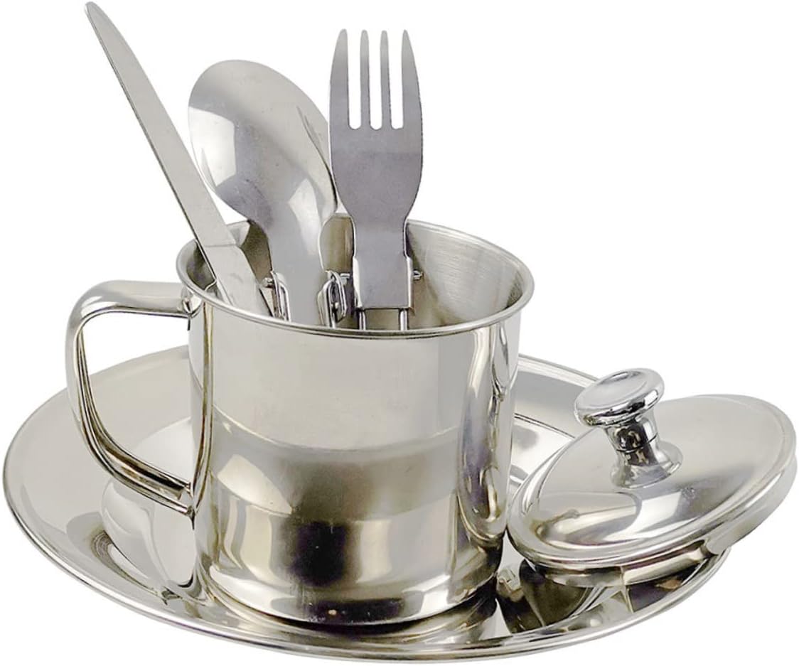 SUPVOX Person Portable Camping Cookware Set Stainless Steel Picnic Utensils Silverware Set Compact for Outdoor Use