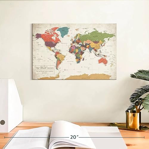 Miniatura 3 de Elephant Stock - Arte de pared del mapa del mundo del mundo que espera el mundo - Arte de pared horizontal en lienzo - Decoración de pared de sala