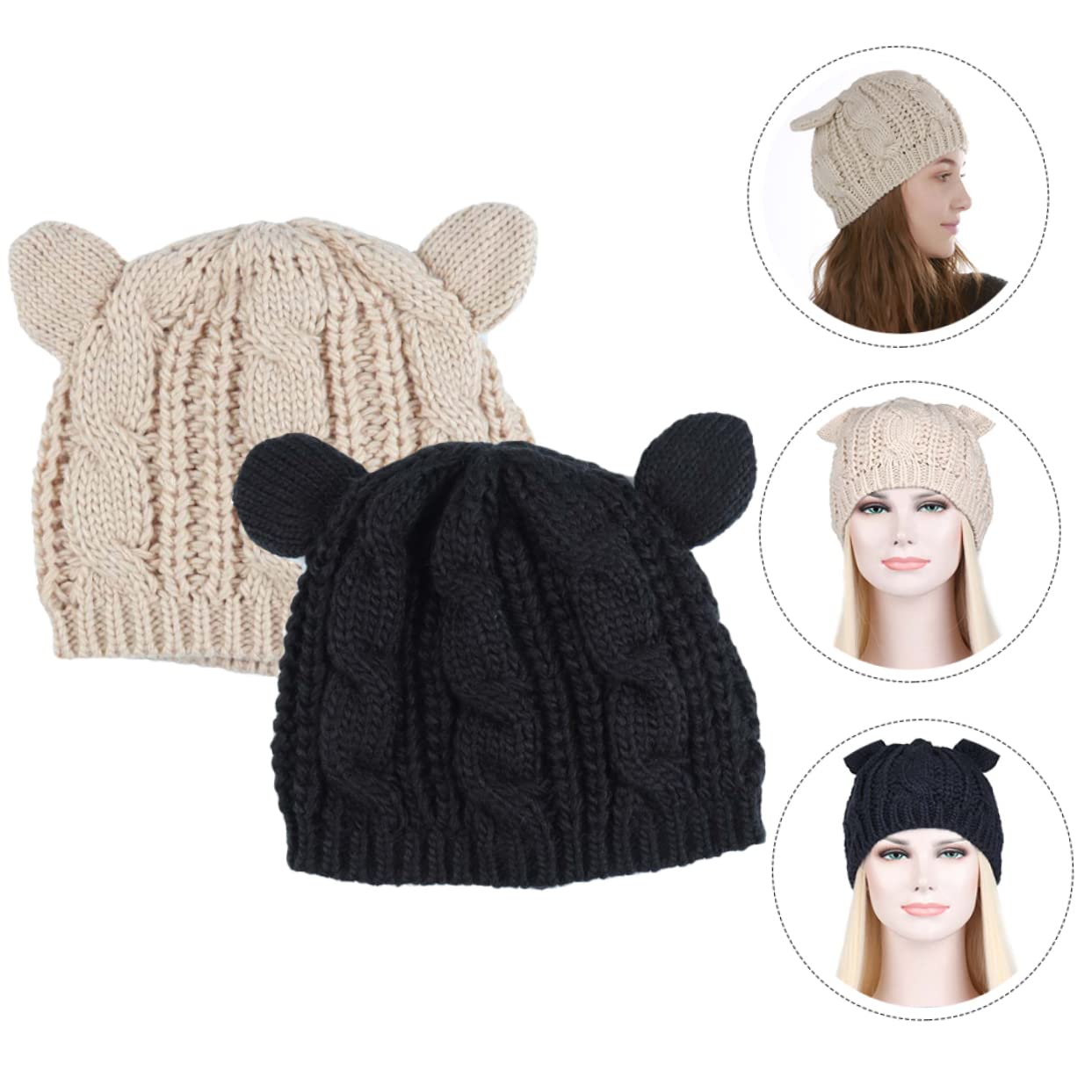 SHERCHPRY 8 Piezas gorro con orejas de gato espesar sombrero gorro de punto sombrero de Beanie de niña as os mujer o de mujer tejido s unisex algodón