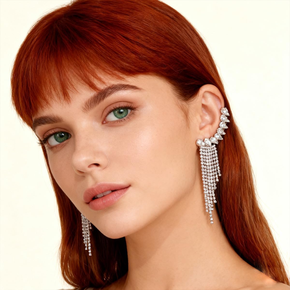 Crystal Ear Cuff Earrings for Women Rhinestone No Piercing Crystal Sparkly Ear Cuff Statement Earrings Wedding Party Jewelry