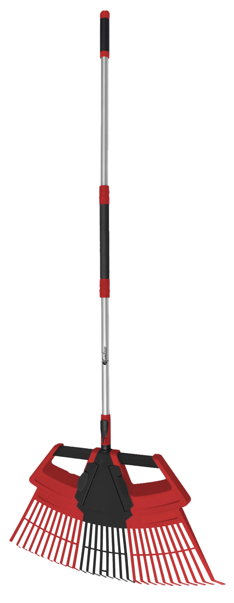 Kamikaze Rastrillo de Hojas Ajustable con Mango de 174cm,rastrillo Hojas Desmontable,rastrillo Recoge Hojas Jardin,rastrillo Jardin con Mango para Hojas,rastrillo para Limpiar Plantas, césped y Patio