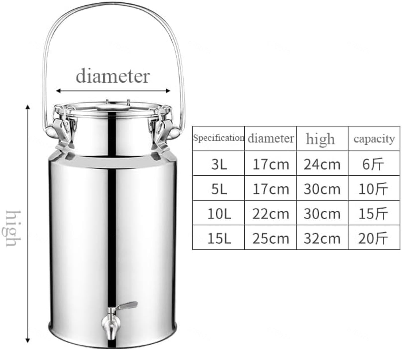 contenitore olio acciaio con rubinetto taniche di latta per olio da contenitore per latte in acciaio inox per cucina e uso domestico,A-15Liters