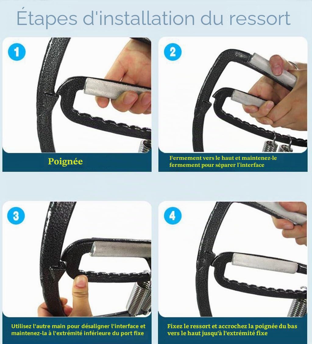 Hand Gripper, 22,7 à 453,6 kg réglable pour avant-bras, Acier à ressort argenté, Exerciser de force de main