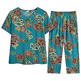 Caractéristiques uniques : deux pièces d'été pour femmes/col rond/impression exquise/pantalon avec taille élastique/style décontracté simple et élégant/convient pour toutes les saisons