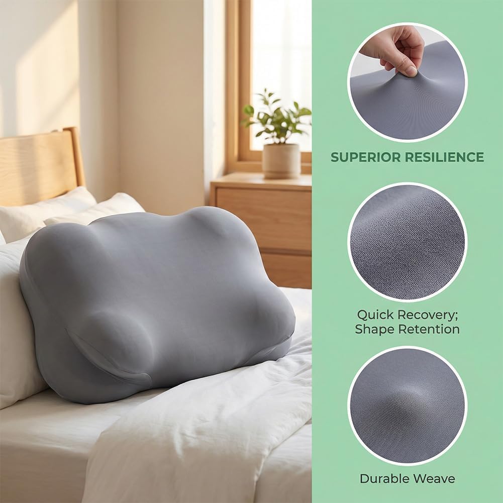 Ergonomic Cloud Memory Foam Pillow - Ergonomic Pillows, Adjustable Neck Support Pillow, Mellow Cloud Alignment Pillows with Cooling Breathable Cover for Side Back Stomach Sleepers (White)