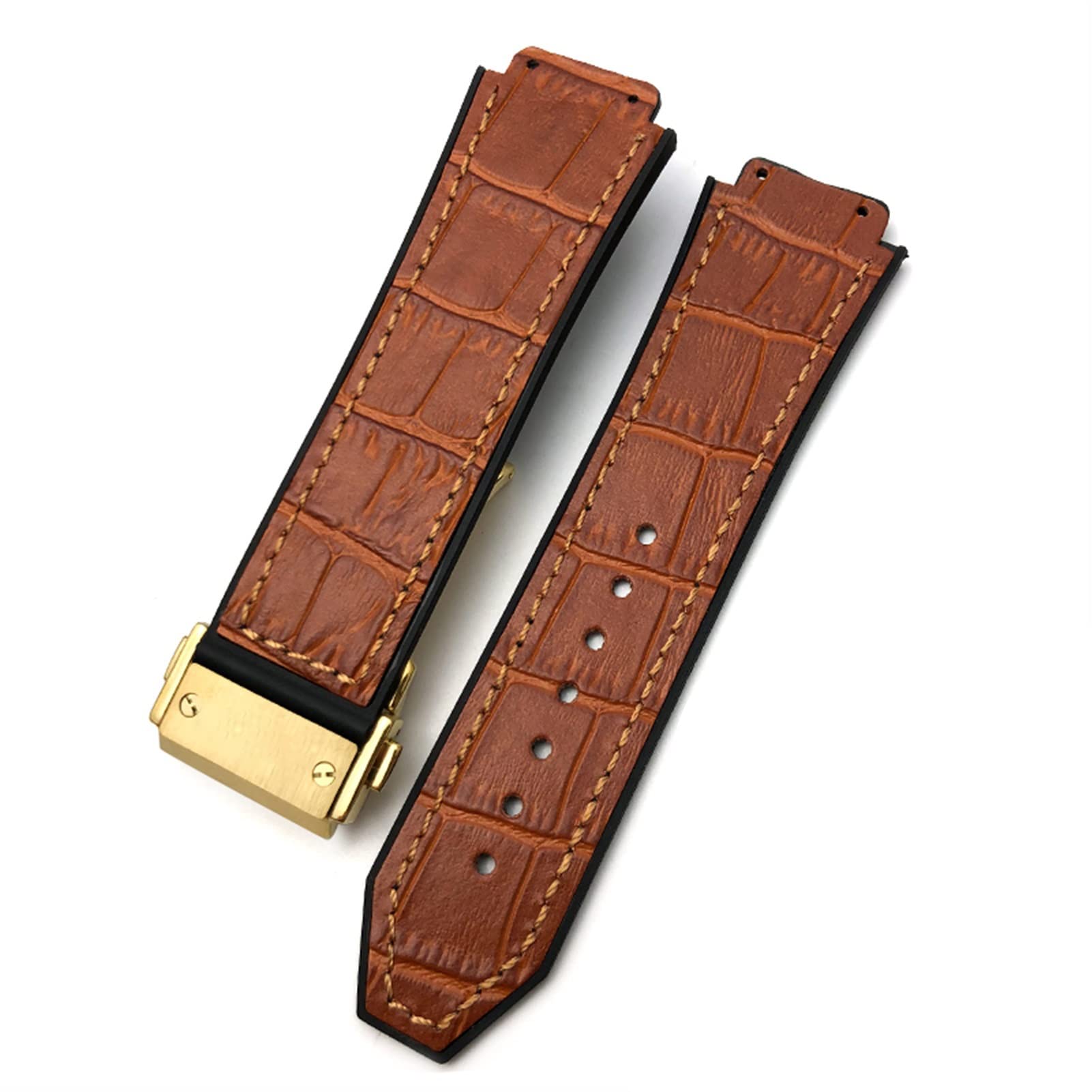 Bracelet Hublot en cuir de vachette et silicone 28mm noir de haute qualité