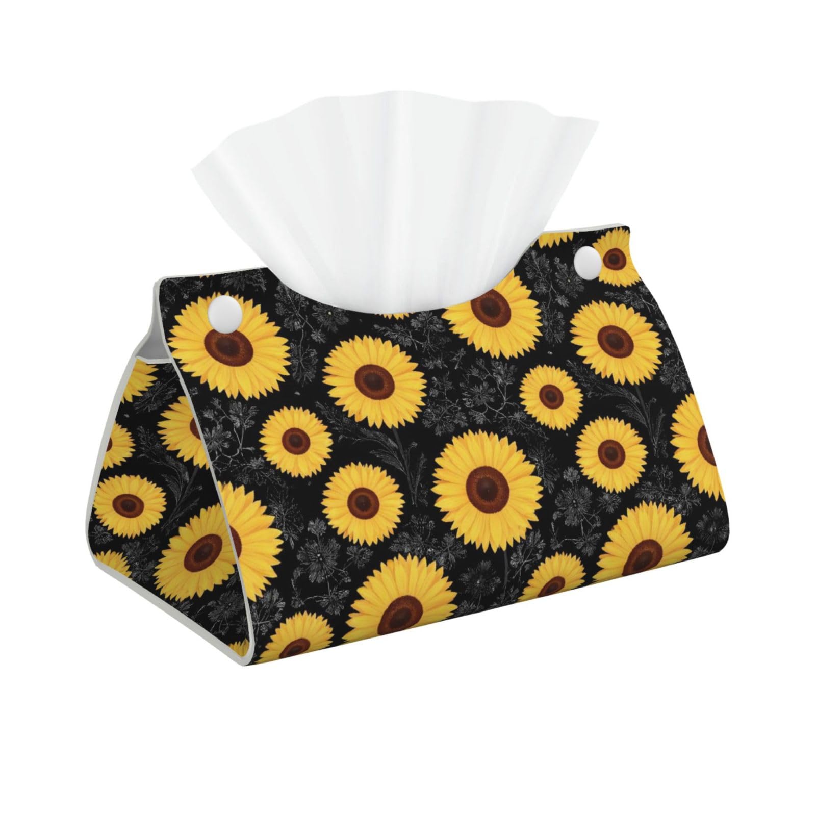 Floral Sunflower Black Long Tissue Box Cover Holder Home Decor Aesthetic 7.87'' x 5.12'' x 0.98''