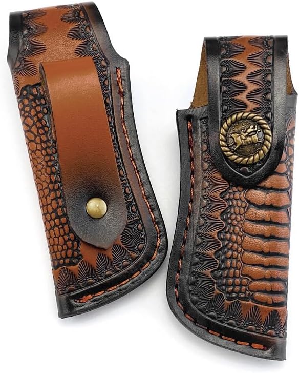 1PC Knife Sheath, Leather Protective Case with Belt Loop and Snap Closure Fits for Outdoor Search and Rescue