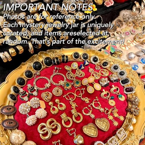 Image of SMUOBT Mystery Jewelry Jar Bundle - Surprise Vintage Jewelry Box for Women,Gift Jewelry Set (Necklace, Earrings, Rings,Kracelet,Keychain) - Unique Birthday Gift for Women