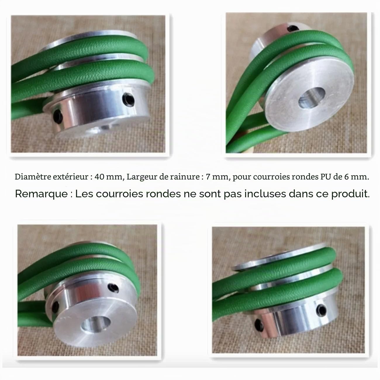 CHANCS Poulie à double gorge en alliage d'aluminium pour courroie trapézoïdale 40mm OD 19mm) Poulie à alésage fixe pour machine de forage d'arbre de moteur 6mm(1/4")