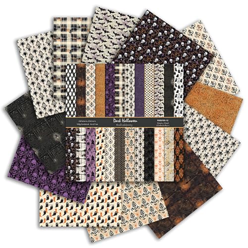 Scrapbook Paper 12x12 Pattern Paper Pack 24 Sheets/24 Designs Double-Sided Decorative Holiday Craft paper for Scrapbooking Card Making DIY Album Origami Junk Journaling (Black 12x12 in)