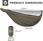 Onewind Airstream Hamac de camping avec filet de Mosquito et Windsock, Hamac polyvalent léger avec des paillettes d'arbre et Bugnet pour l'hiver et l'été Camping, Randonnée, Backpacking, OD vert
