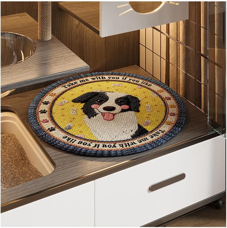 Cat Beds Round Cat Scratch Mats for Floor,Dog Crate Pad Flat Dog Bed,Washable Pet Bed Mat,for Medium Small Dogs,Suitable for All Seasons,Blue,50cm/19.7"/1.6'