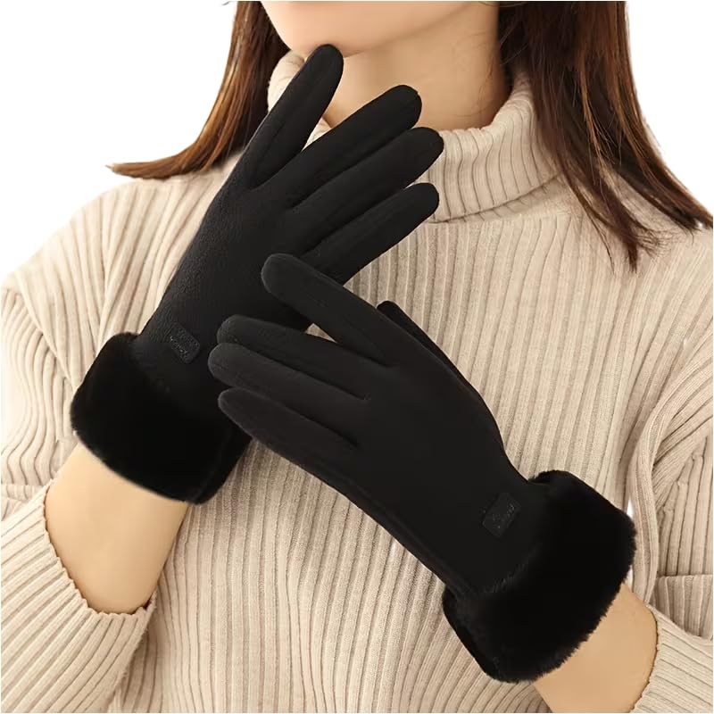 Women's Winter gloves Soft Warm Touch Screen Gloves for Cold Weather Windproof Covered Finger faux fur on the inner for cold weather-image-23