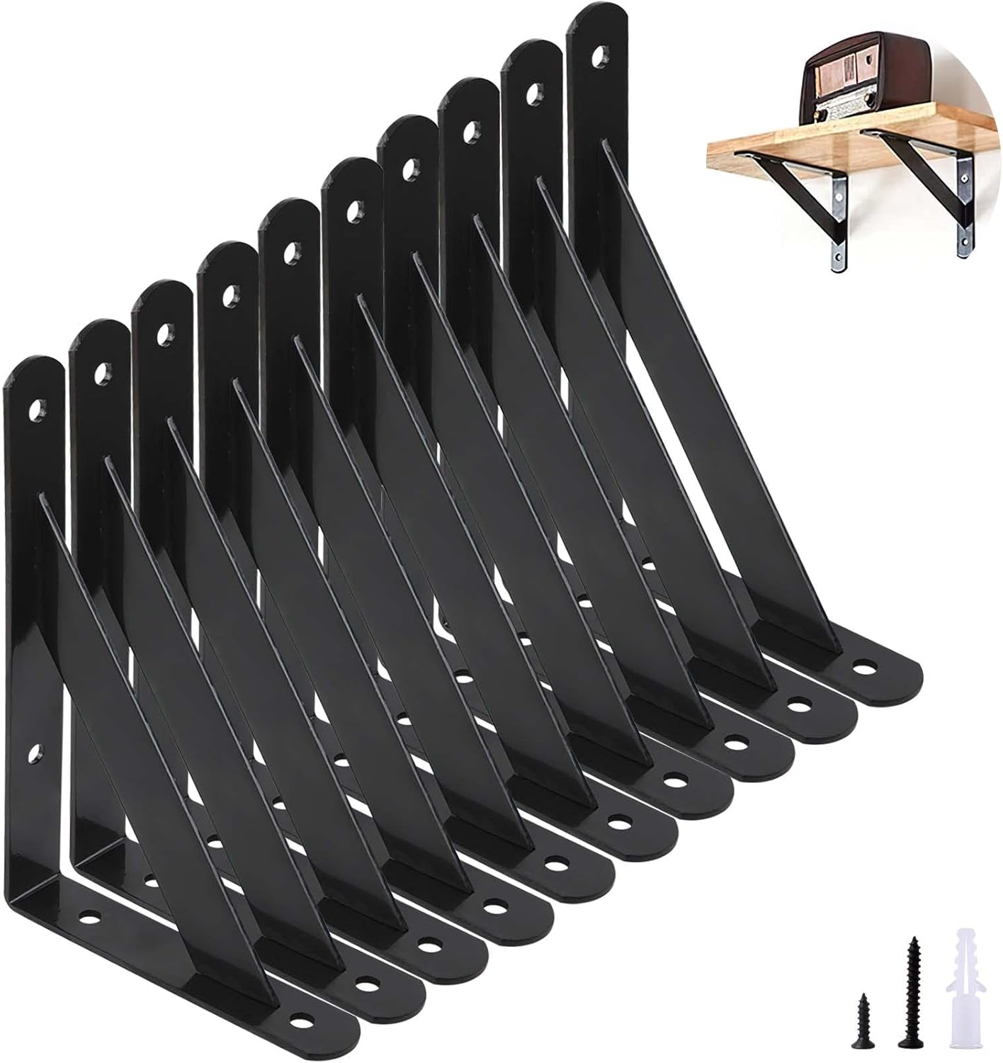 10 Pack Shelf Brackets, KissDate 15cm Triangle Shelving Brackets 90