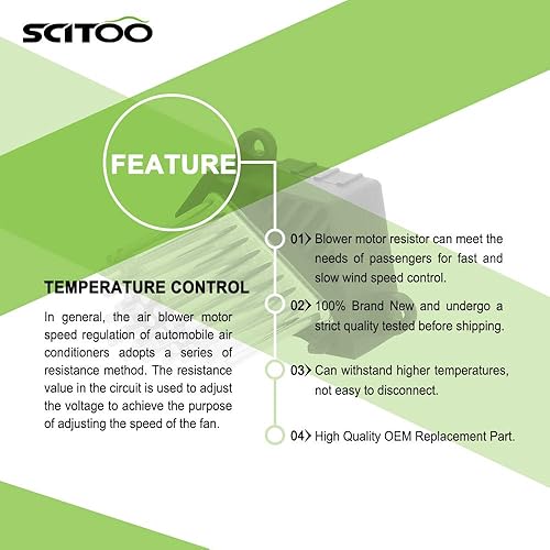Miniatura 1070 de SCITOO Resistencia de motor de ventilador HVAC para 2008-2013 para Chrysler 300/2008-2016 para Town & Country/2008-2010 para Dodge Charger/2008-2018