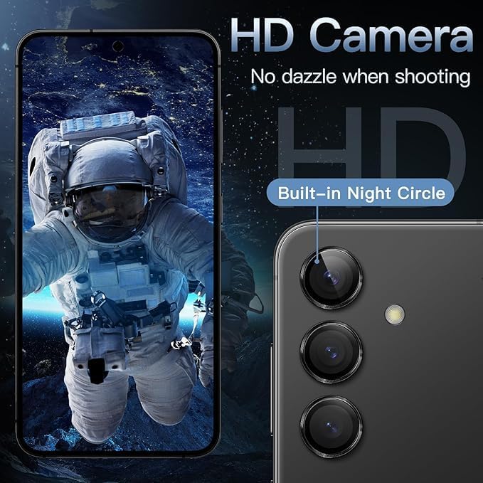 Image of Camera Lens Protector for SAMSUNG GALAXY S25 BLACK HD Clear Camera Lens Case Friendly Scratch Resistant Lens Cover Full Coverage Camera Guard Waterproof Heavy Duty Camera Protector
