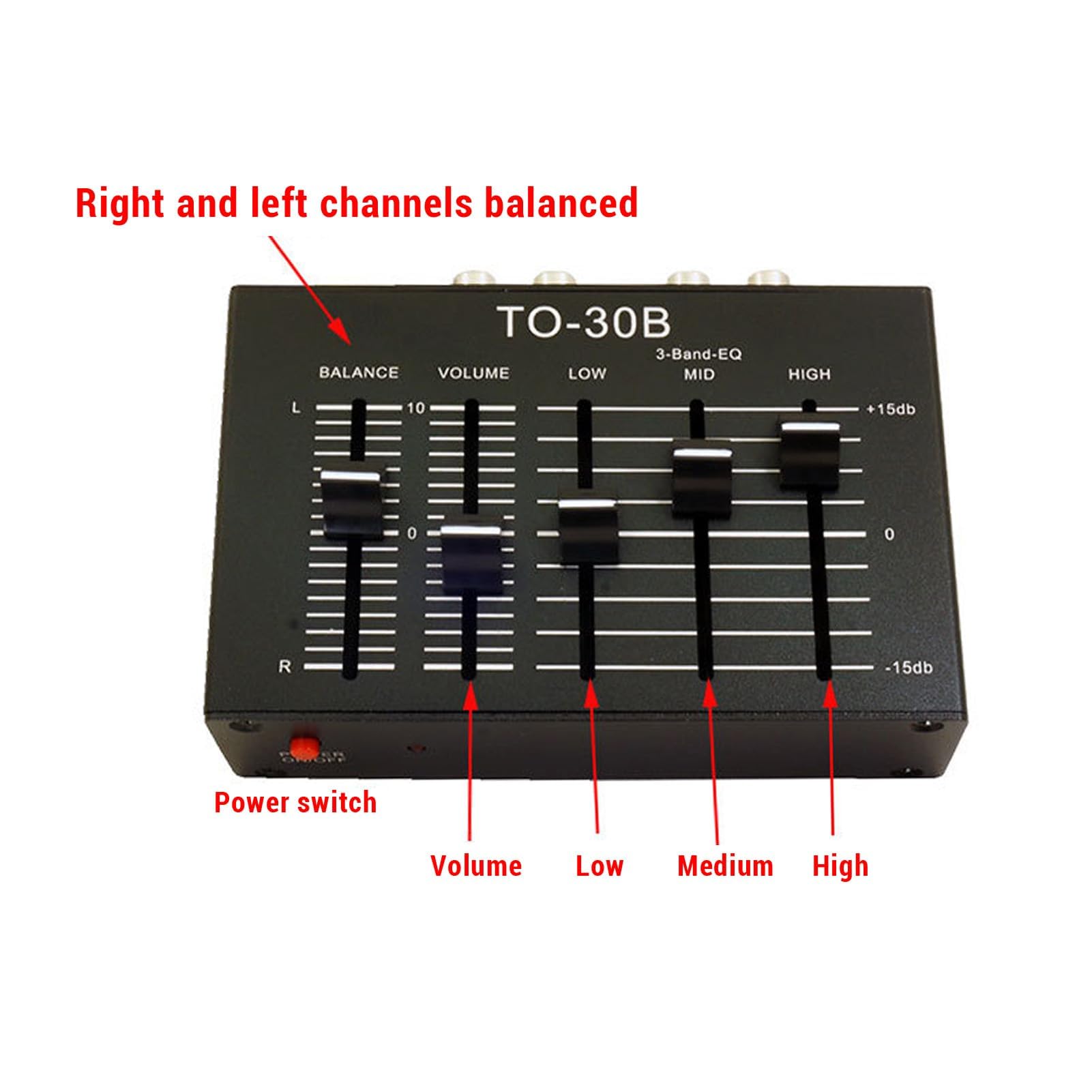 Égaliseur EQ, 3 Bandes Stéréo Haut Moyen Bas avec Contrôle du Volume HIFI, Préampli Sonore pour Électronique Haut-parleurs Amplis Casque Musique Domestique Professionnel