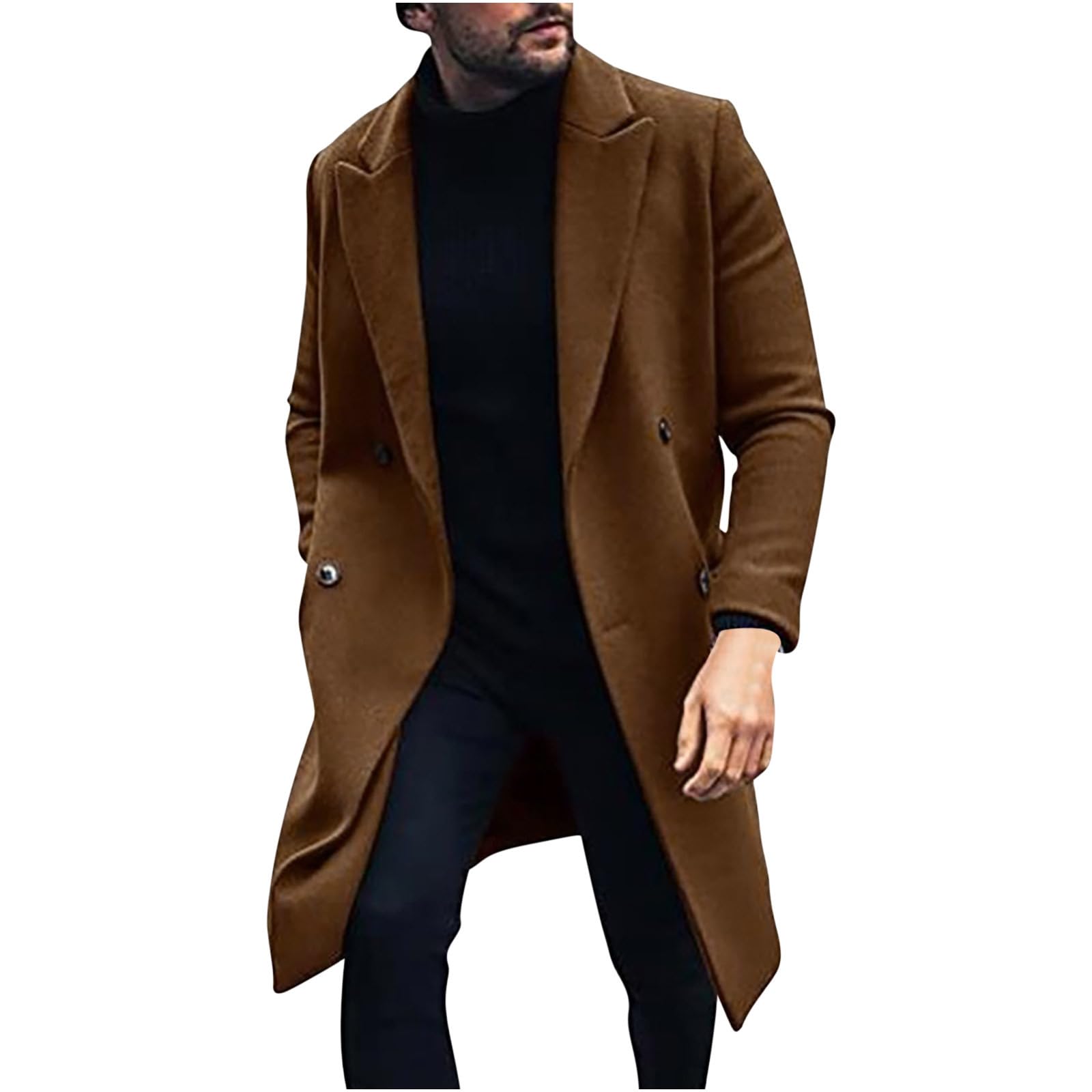 Amazon.com: Mens Double Breasted Trench Coat Notched Lapel