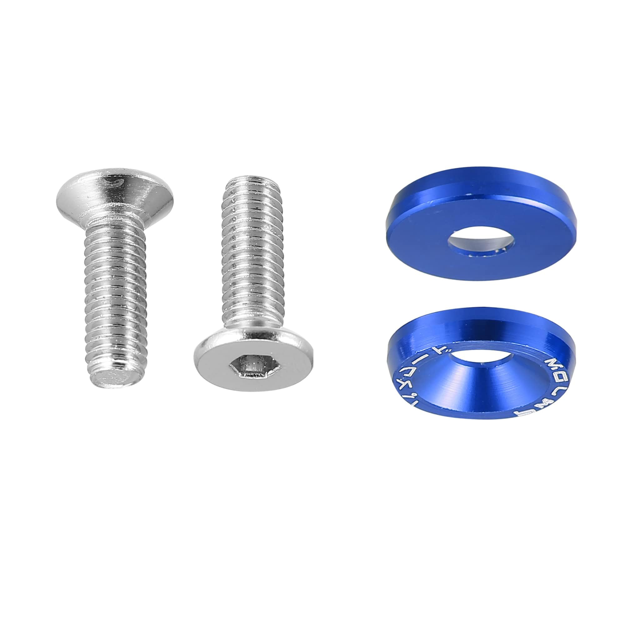 10pcs Fender Rondella Paraurti Rondella M6 Bulloni Motore Bay Dress Up Kit Alluminio Blu 1996-2023