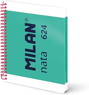 MILAN® Cuaderno A5 con espiral y tapa dura, papel blanco, 80 hojas de 95 gr/m², colección nata®, verde