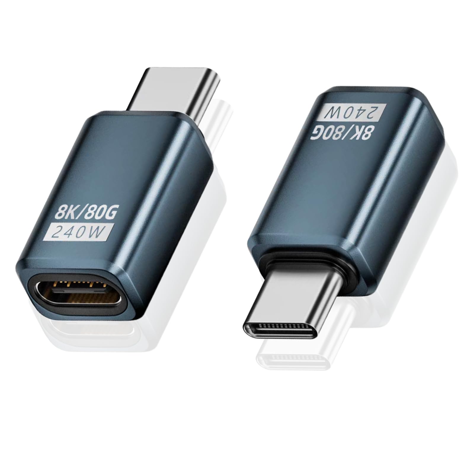 Poyiccot 2-Pack USB C Extension Adapter, [80Gbps/240W PD/8K@60Hz], Male to Female USB Type C Extender Support Type C Fast Charging for Thunderbolt 5/4, iPhone 15, MacBook, Steam Deck, Switch