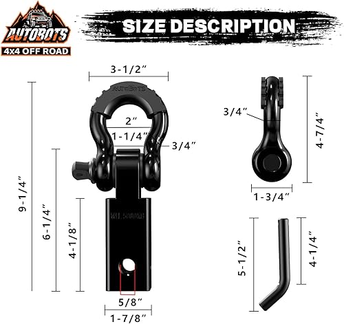 Miniatura 52 de AUTOBOTS - Receptor de enganche de remolque de 2 pulgadas, 35.000 libras de resistencia a la rotura, receptor de alta resistencia con tornillo