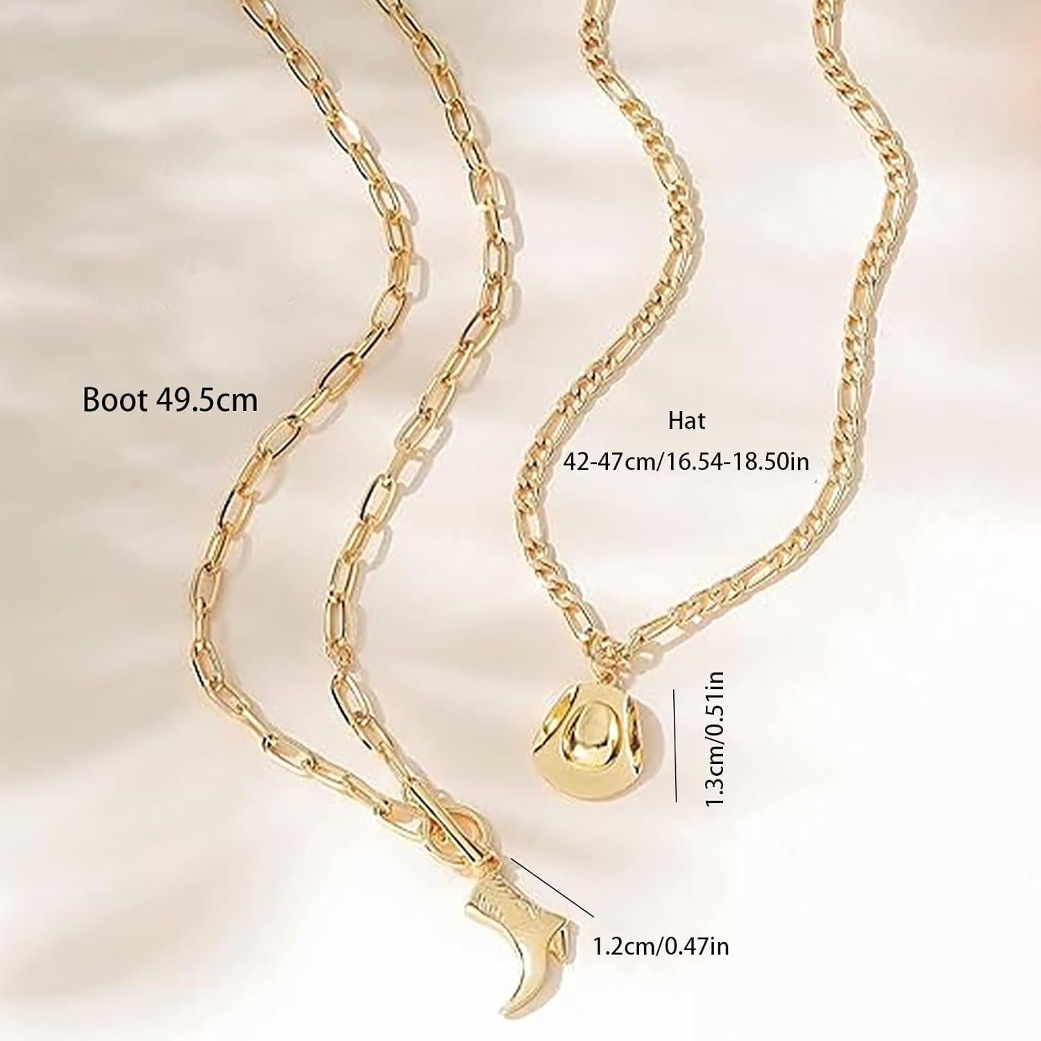WETMT Cowboy Boot Necklace Gold Western Cowgirl Boot Hat Pendant Necklace Cowgirl Accessories for Women Layered Cowgirl Charms Chain Necklace Country Concert Western Jewelry - Image 3
